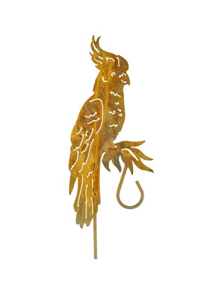 Edelrust Kakadu auf Hakenstab Höhe 46 cm - Breite 21 cm - Stab 150 cm Edelrust Kakadu auf Hakenstab Höhe 46 cm - Breite 21 cm - Stab 150 cm