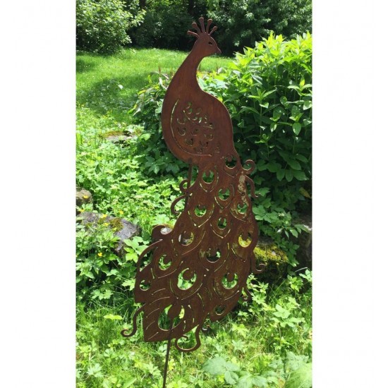 Rost Pfau zum Stecken 90 cm groß (Gesamthöhe 150)