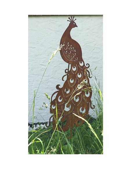 Rost Pfau zum Stecken 90 cm groß (Gesamthöhe 150)