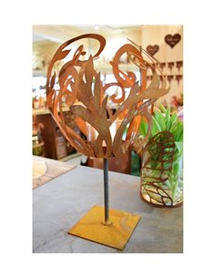 moderne Barockfackel auf Ständer m. eck. Platte Kerzenständer Höhe 55 cm - Barock Deko