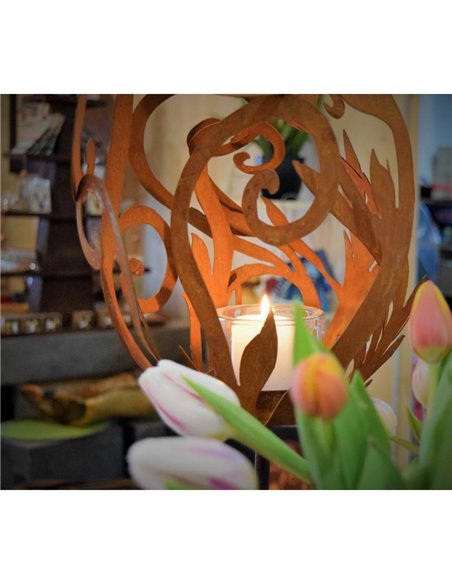 moderne Barockfackel auf Ständer m. eck. Platte Kerzenständer Höhe 55 cm - Barock Deko