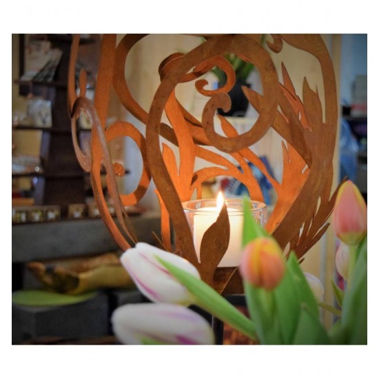 moderne Barockfackel auf Ständer m. eck. Platte Kerzenständer Höhe 55 cm - Barock Deko