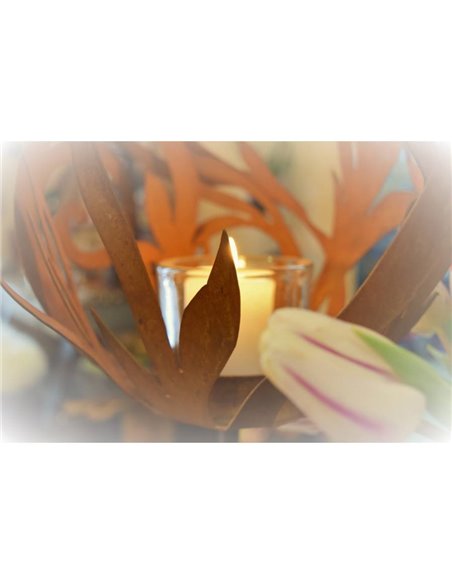 moderne Barockfackel auf Ständer m. eck. Platte Kerzenständer Höhe 55 cm - Barock Deko