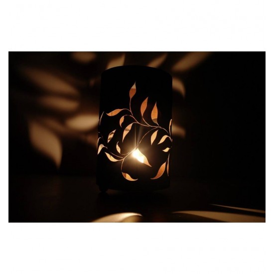 Windlicht mit Blätterranken, auf 3 Kugeln stehend, Höhe 35 cm