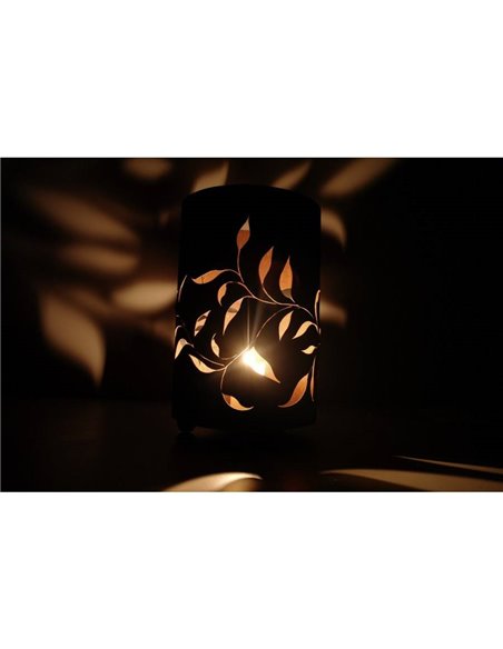 Windlicht mit Blätterranken, auf 3 Kugeln stehend, Höhe 35 cm