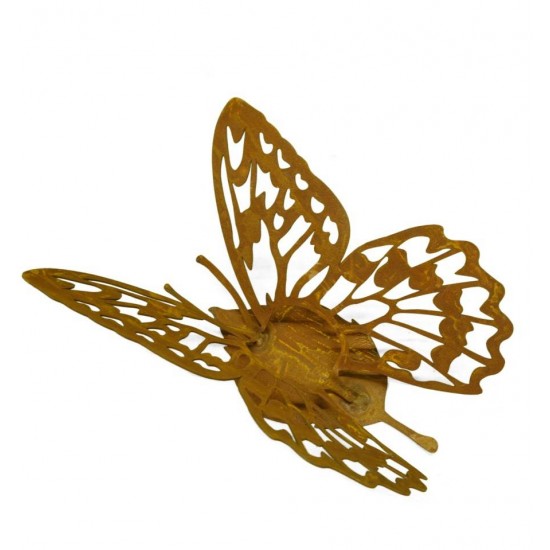 "Farfalla" Schmetterling Windlichthalter auf Platte, Breite 40 cm