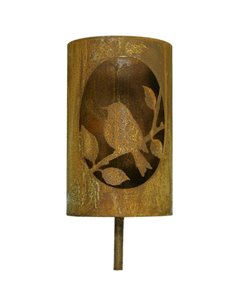 ovales Vogelbild Windlicht Stecker, 2-teilig - Höhe 22 cm - Stab 120 cm