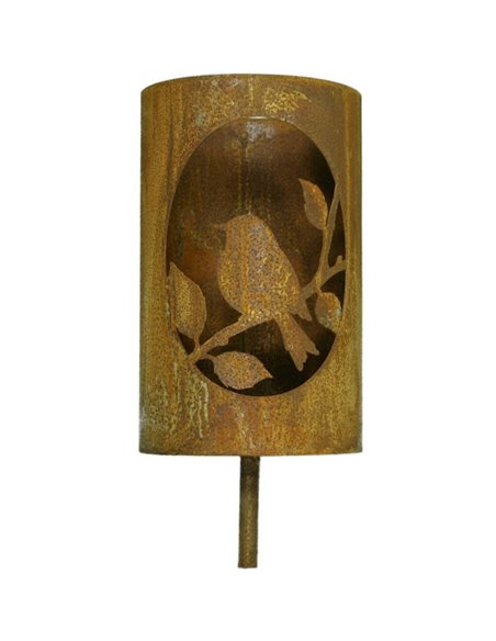 ovales Vogelbild Windlicht Stecker, 2-teilig - Höhe 22 cm - Stab 120 cm