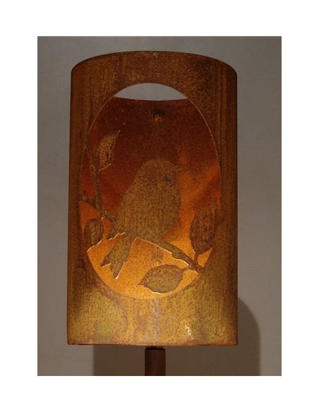 ovales Vogelbild Windlicht Stecker, 2-teilig - Höhe 22 cm - Stab 120 cm