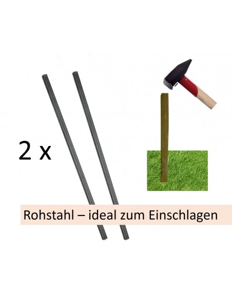 2er Set 4Kantrohr - 100 cm lang - Stahl natur für Sichtschutzwände