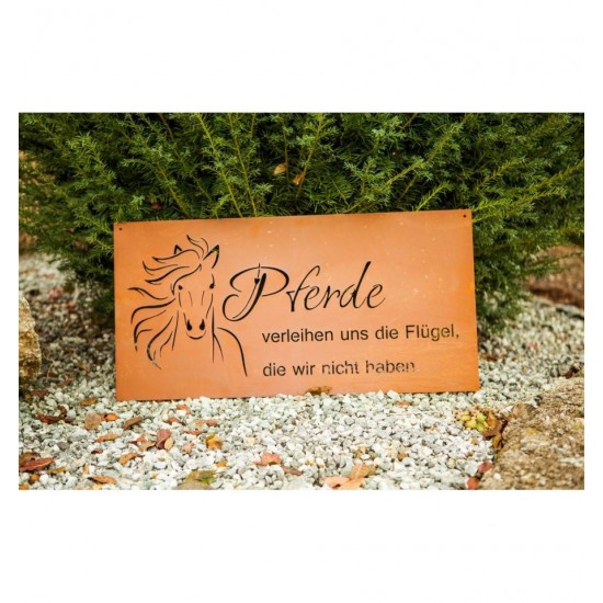Gedichttafel "Pferde verleihen Flügel",  Tafel quer Höhe 40 cm - Breite 80 cm