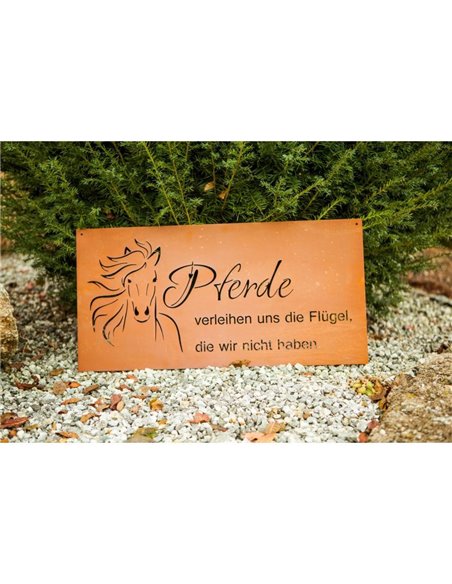 Gedichttafel "Pferde verleihen Flügel",  Tafel quer Höhe 40 cm - Breite 80 cm