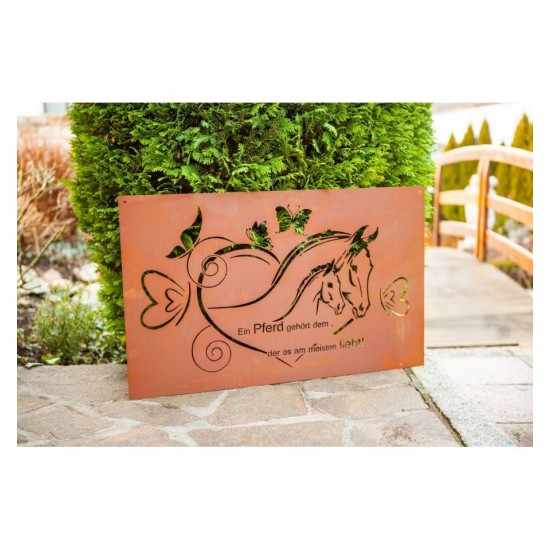 Gedichttafel "Pferdeliebe", Edelrost Metall - Höhe 50 cm - Breite 80 cm