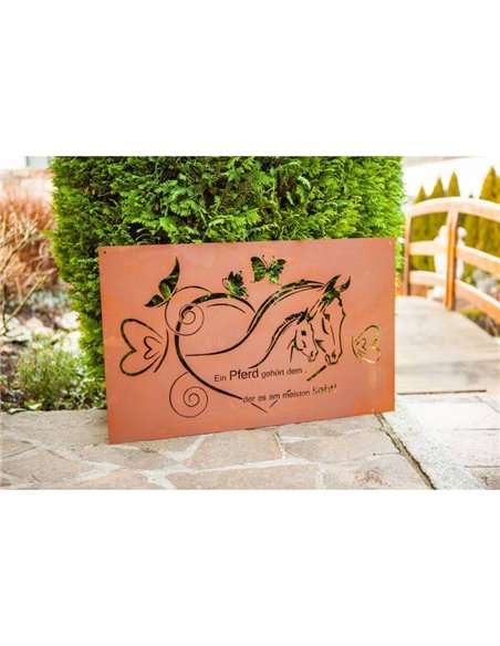 Gedichttafel "Pferdeliebe", Edelrost Metall - Höhe 50 cm - Breite 80 cm