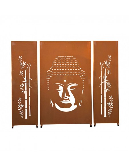 Trennwand Set Metall mit Motiv "Buddha"  Höhe 180cm - 3er Set