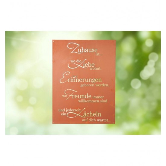 Gedichttafel "Lächelndes Zuhause" 80 x 60 cm