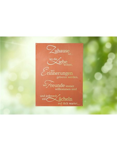Gedichttafel "Lächelndes Zuhause" 80 x 60 cm