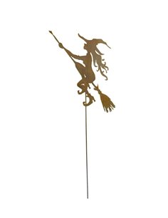 Gartenstecker "Junge Hexe" auf Besen 60 cm zzgl. Stab 100 cm
