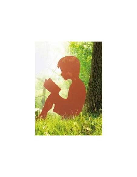 Bub beim Lesen auf Querstangen, 80cm hoch und 70cm breit