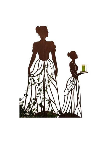 Rankhilfe "Mademoiselle" mit Kleid und Tablett - Höhe 178 cm