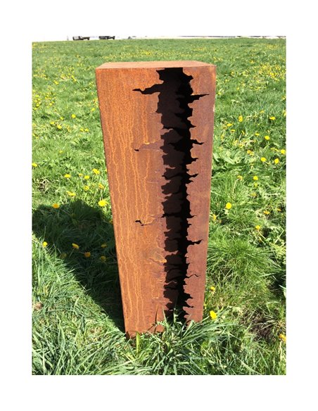 Edelrost Riss Säule mit Zwischenteil 100 cm