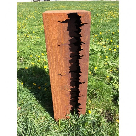 Edelrost Riss Säule mit Zwischenteil 100 cm