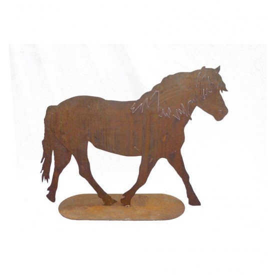 XXL Edelrost-Pferd auf Platte zum Stellen - Höhe 100 cm