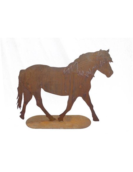 XXL Edelrost-Pferd auf Platte zum Stellen - Höhe 100 cm