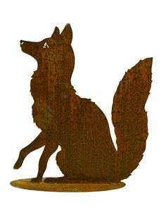 Sitzender Fuchs auf Platte 60 cm