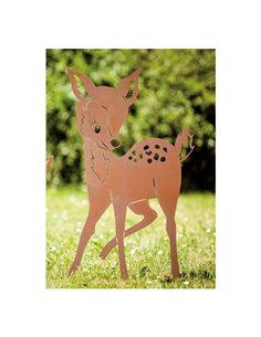 Edelrost Rehkitz Bambi 70 cm hoch - auf Platte 2