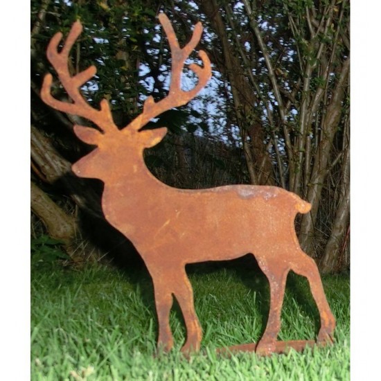 kleiner Edelrost Hirsch 36 cm hoch (aus großer Variante Rehfamilie)