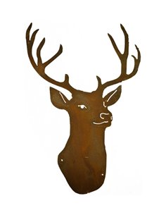 Hirschtrophäe „Stag“ mit Gesicht zum Aufhängen, Höhe 44 cm