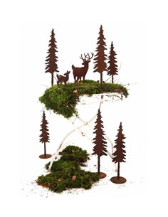 rostige Deko Hirsche und Rehe Hirsch auf Platte, Gr 1 (zum Kitz auf Platte), Höhe 26 cm Höhe 26 cm
Breite 13 cm
auf Platte
 2