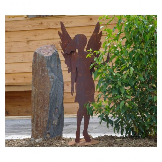 Edelrost Engel "Lena" sthend auf Platte, Höhe 81 cm  Breite 33 cm