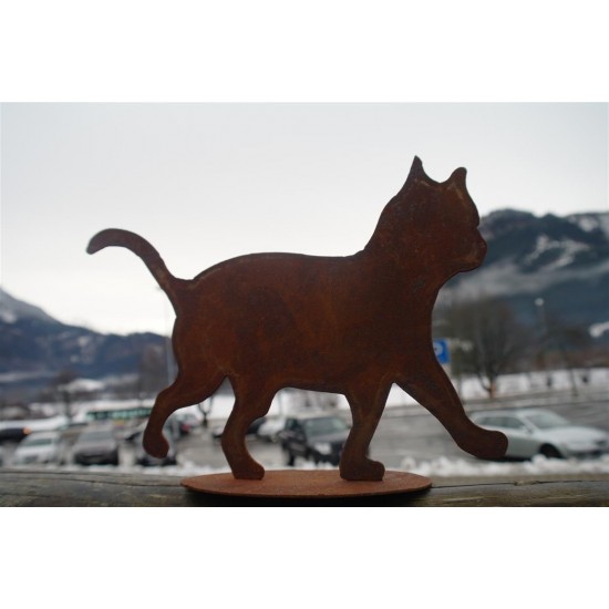Rost Katzenkind "tapsend" Deko Katzen und Mäuse Größe ca. 25 x 20 cm. mit Bodenplatte.