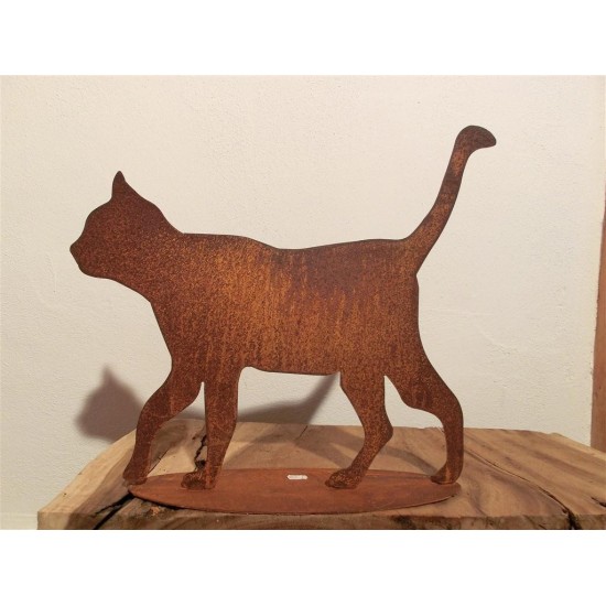 Gartendeko Rost Rost Katze gehend auf Platte - rostige Gartendeko Edelrost 