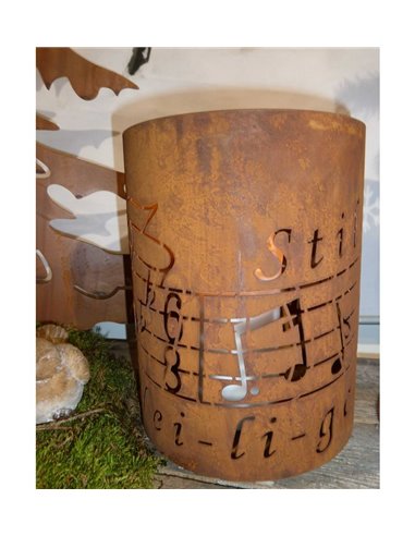 Edelrost Windlicht "Stille Nacht" , 20 cm hoch