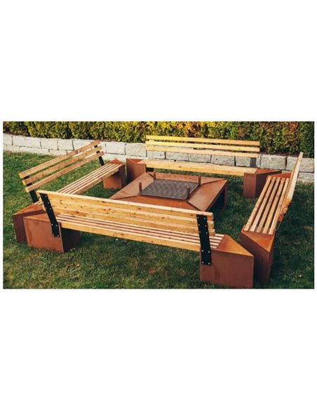 Grillstelle XXL Set mit Grill und Bänken 4 x 4 Meter Modell "Friendship"