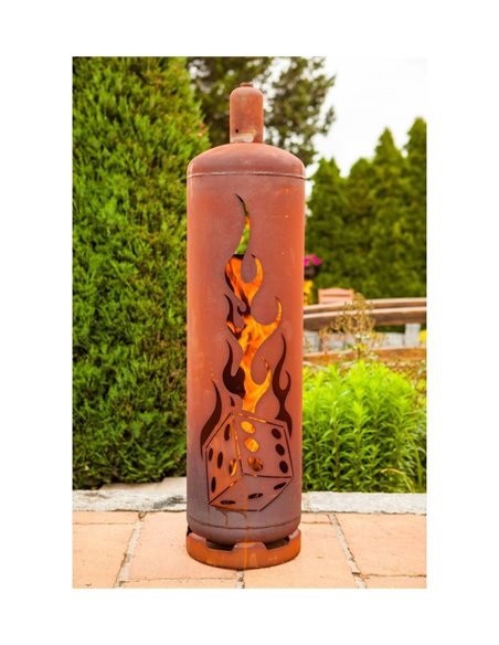 Edelrost Feuerstelle Gasflasche "Würfel" 128 cm hoch Feuertonne