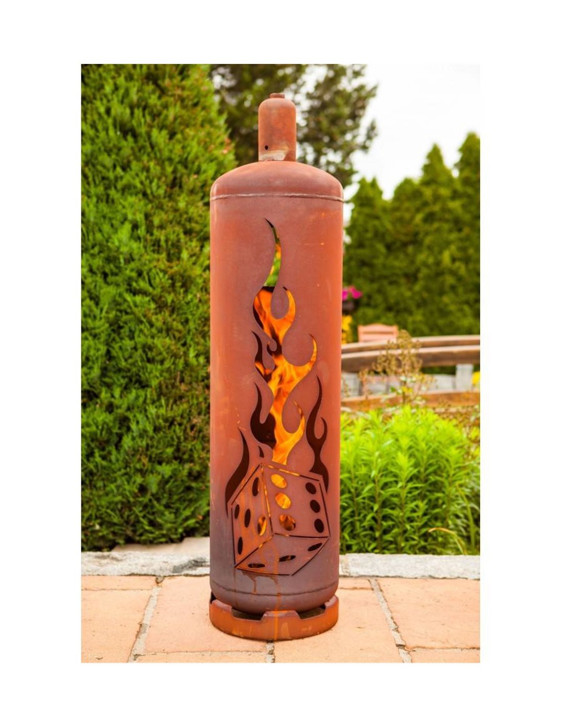 Edelrost Feuerstelle Gasflasche - Würfel - 128 cm hoch Feuertonne