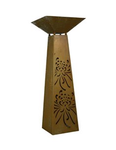 EDELROST TRAPEZSÄULE „STROHBLUME“ Höhe 116,5 cm incl Schlale 44 x 44 cm