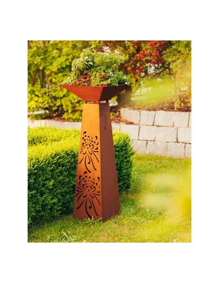 EDELROST TRAPEZSÄULE „STROHBLUME“ Höhe 116,5 cm incl Schlale 44 x 44 cm EDELROST TRAPEZSÄULE „STROHBLUME“ Höhe 116,5 cm incl Schlale 44 x 44 cm