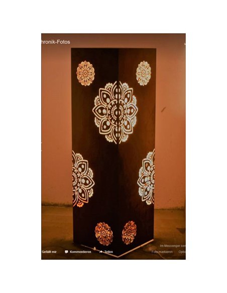 Rostsäule Mandala - Motiv über Eck - Höhe 100 cm