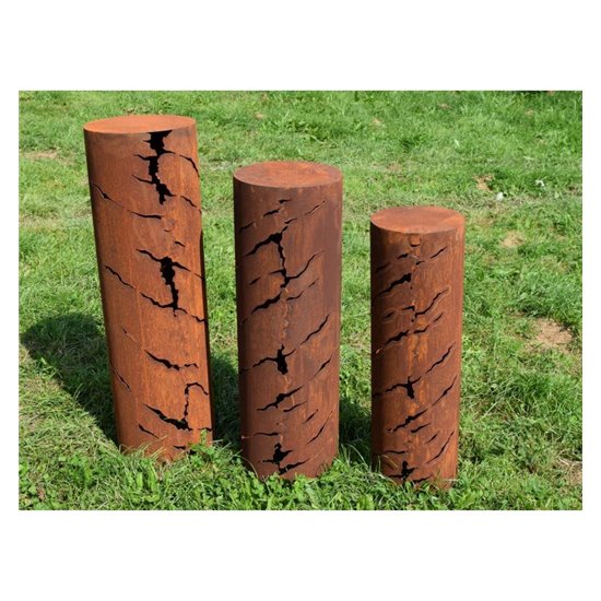 Säule  "Crique", rund mit schrägen Rissen 80cm hoch