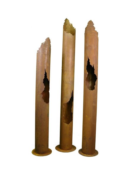runde Leuchtsäule mit 3 Öffnungen für Kerzen 190 cm hoch