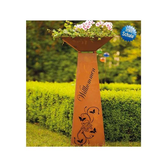 Säule Trapez "Lilie Willkommen" inkl. Schale, klein, Höhe 96,5 cm