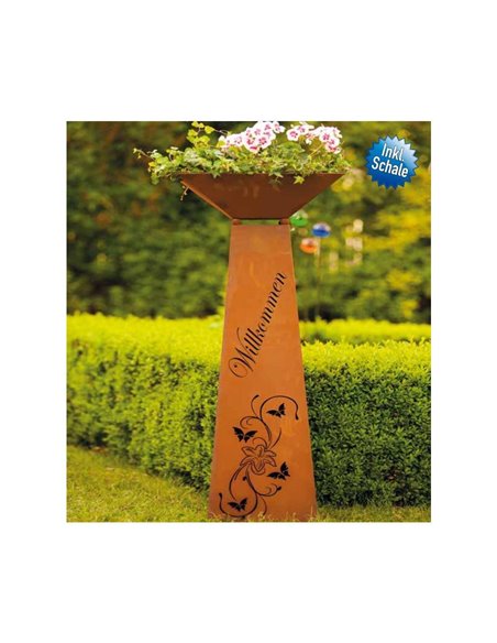 Säule Trapez "Lilie Willkommen" inkl. Schale, klein, Höhe 96,5 cm