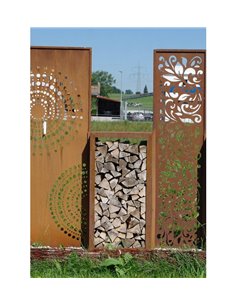 Kaminholzregal Höhe 120 cm, Breite 60 cm quadratisch als Holzlager Bausatz aus Metall für Außen
