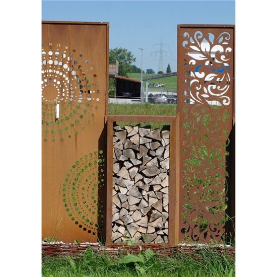 Kaminholzregal Höhe 120 cm, Breite 60 cm quadratisch als Holzlager Bausatz aus Metall für Außen