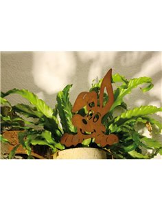 Topfstecker Hase schaut raus, groß, Größe I, auf 22 cm Stab, Rost - Höhe 26 cm - Breite 19 cm 2